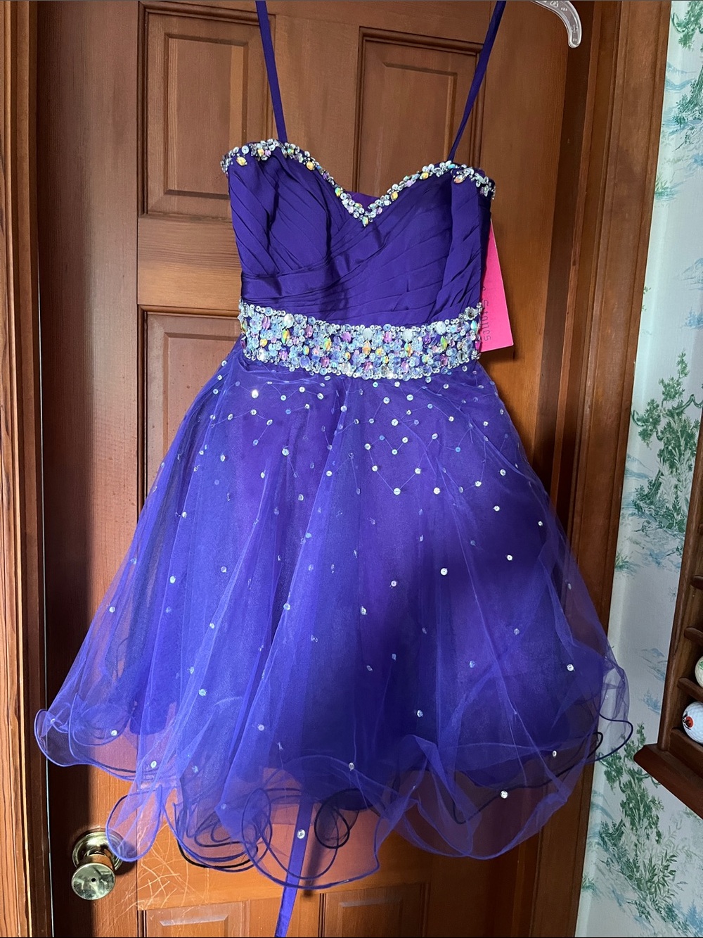 Mori Lee Purple Beaded Tulle Party Dress with Corset Back Size 0 Sticks & Stones
